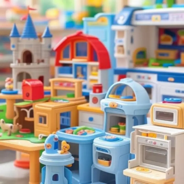 Różnorodne tematyczne zestawy do zabawy ułożone obok siebie